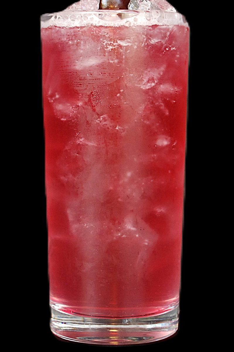 Jessie's Girl — tall ruby-red Nash Keys cocktail over crushed ice with a cherry